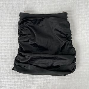 Aritzia Wilfred Zadie Satin Ruched High Waisted Mini Skirt in Black Size 2
